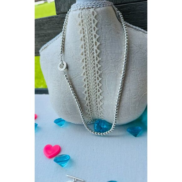 Tiffany & Co Sterling Silver Bead/beaded Toggle Bracelet/Necklace Set 4mm - Picture 5 of 10